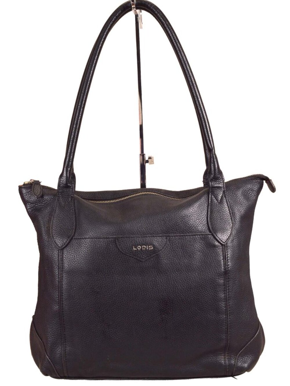 LODIS Black Leather Large Tote Bag